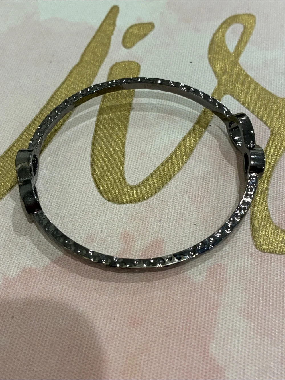 Rhinestone Accent Bangle Bracelet - Gunmetal